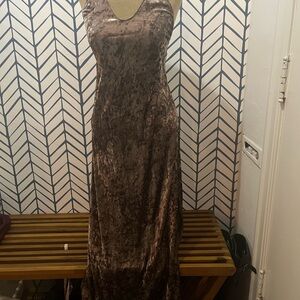 Only Hearts from Free People Elegant Velvet Brown Dress